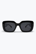 Óculos de Sol com Armação Quadrada Oversize em Acetato Preto Brilhante