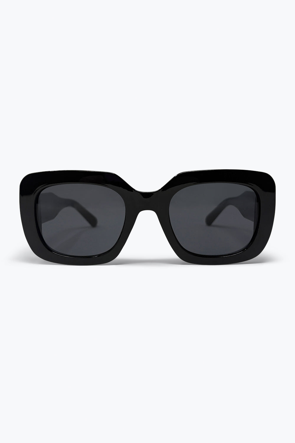 Óculos de Sol com Armação Quadrada Oversize em Acetato Preto Brilhante