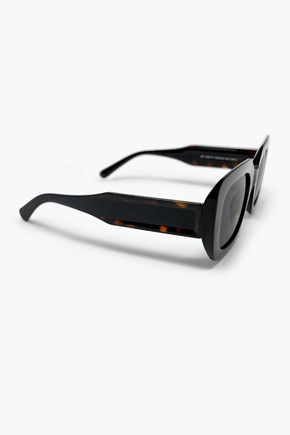 Óculos de Sol com Armação Quadrada Oversize em Acetato Preto Brilhante