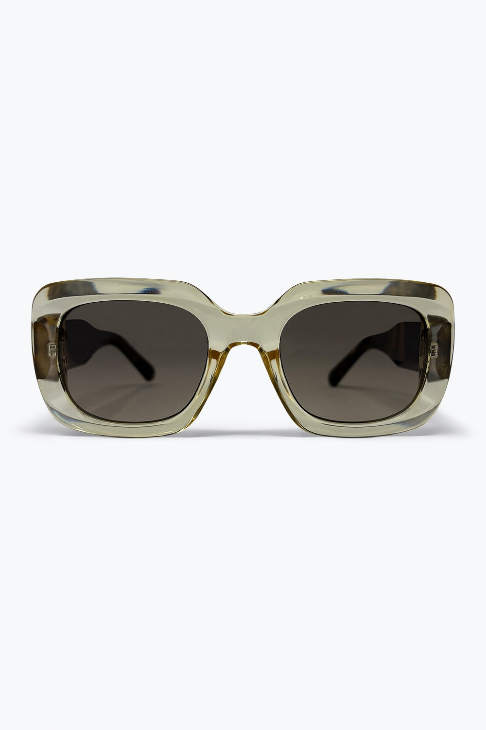 Óculos de Sol Oversized com Armação Larga de Acetato e Gradiente Quadrado Caqui