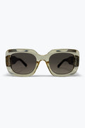Óculos de Sol Oversized com Armação Larga de Acetato e Gradiente Quadrado Caqui