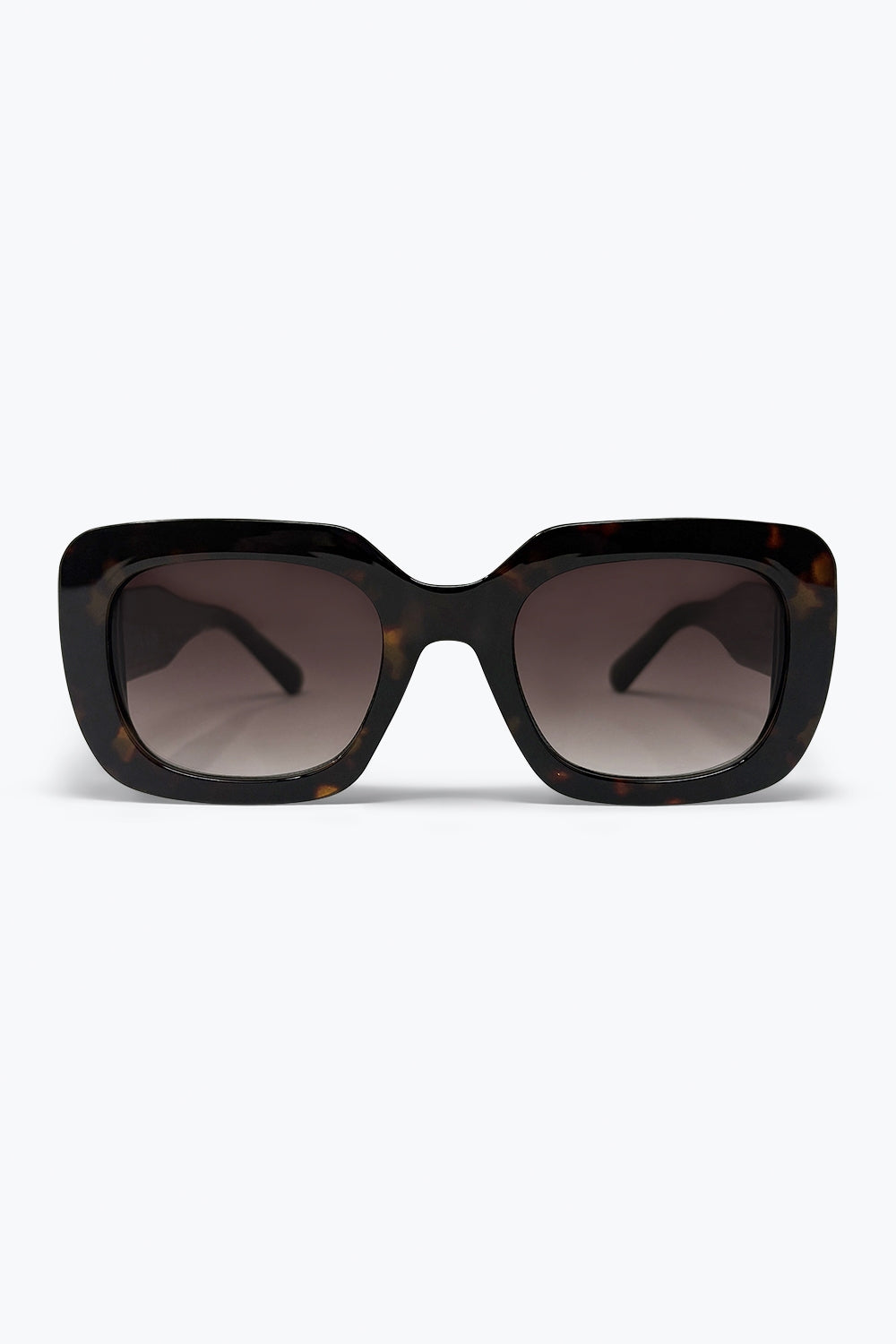 Óculos de Sol Oversized com Armação Quadrada de Acetato Preto com Estampa de Tartaruga