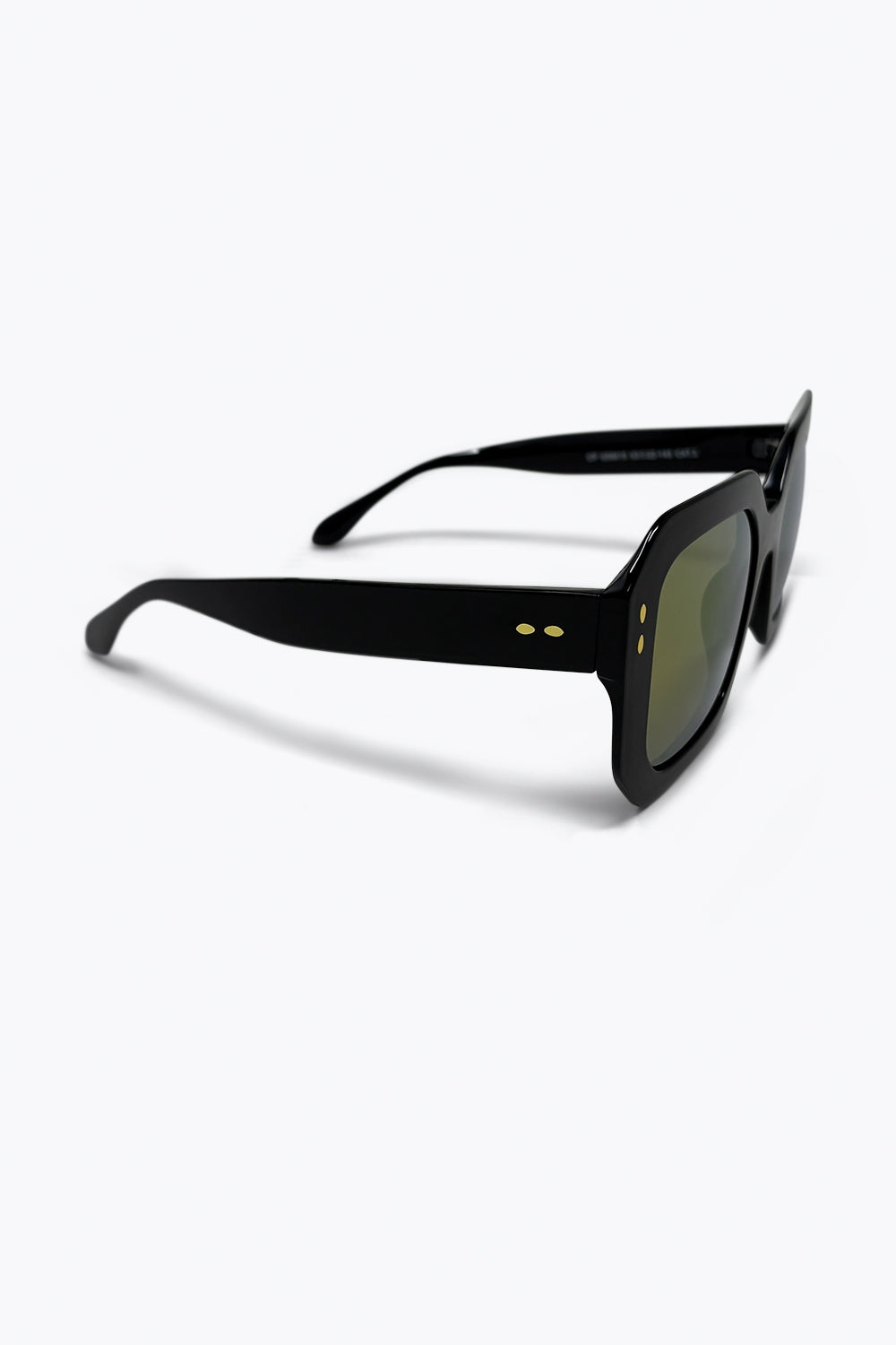 Óculos de sol quadrados oversized com tachas douradas geométricas pretas de acetato