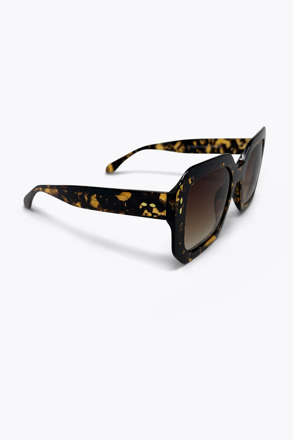 Óculos de Sol com Armação Quadrada Oversized de Acetato Tartaruga Multicolorido