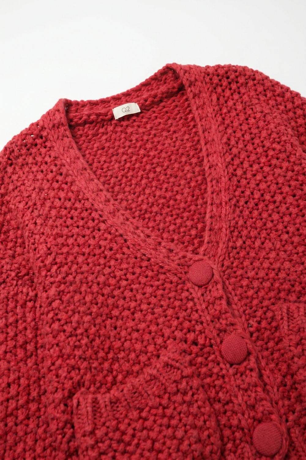 Cardigan de Malha Texturizada com Botões na Frente em Borgonha