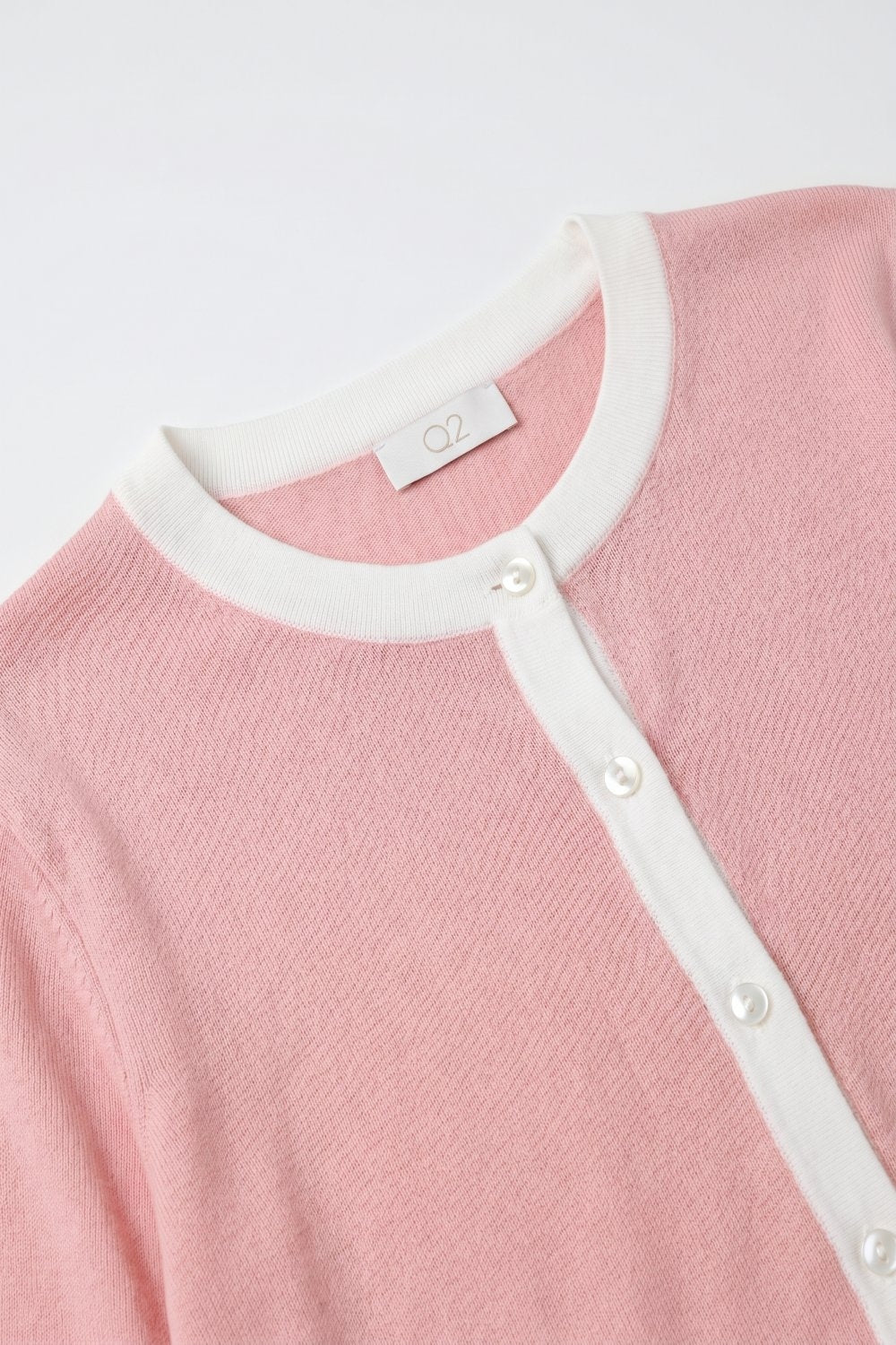 Cardigan de Malha Fina com Acabamento Contrastante cor rosa antigo