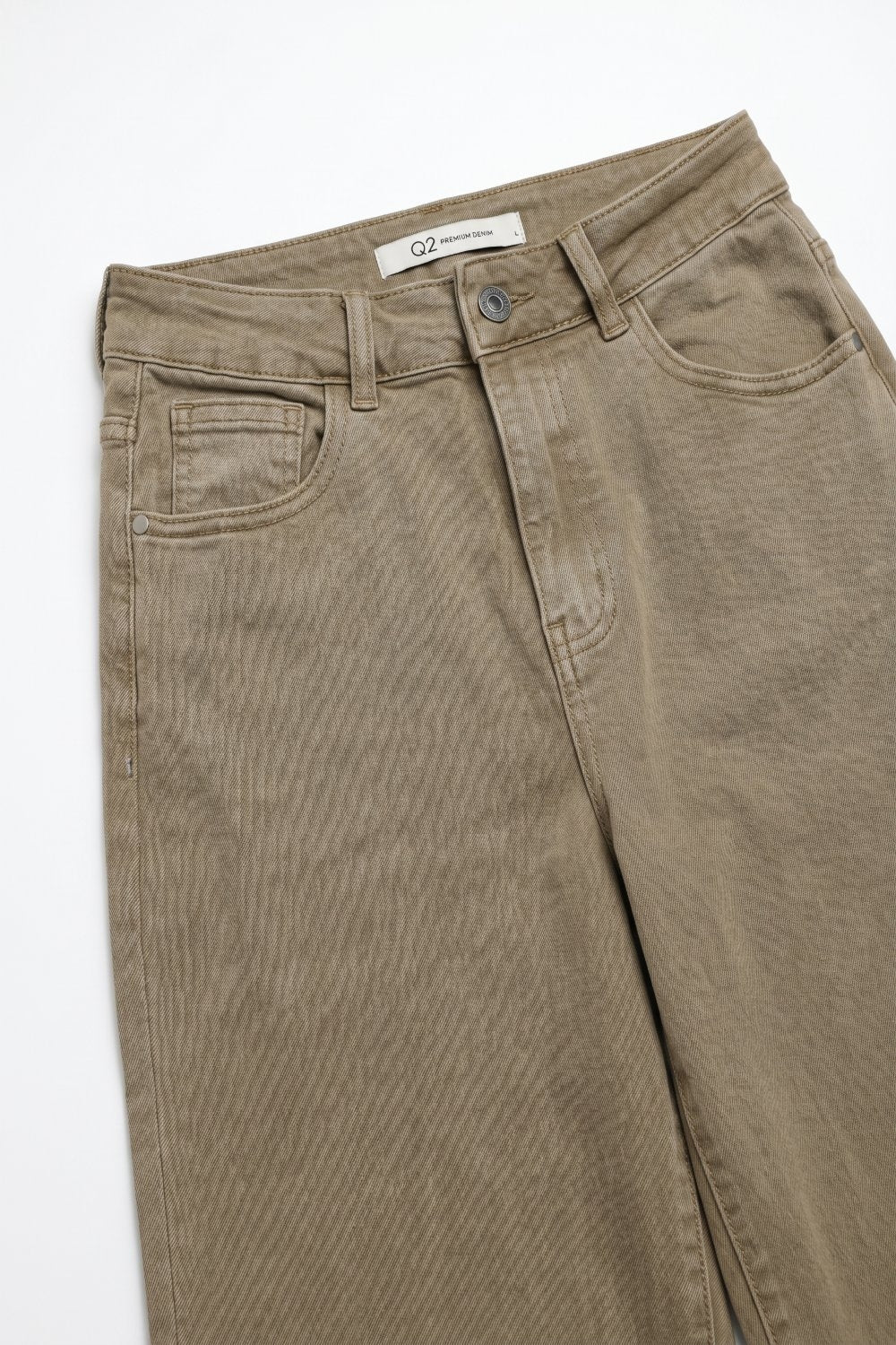 calças largas bege escuro em denim stretch