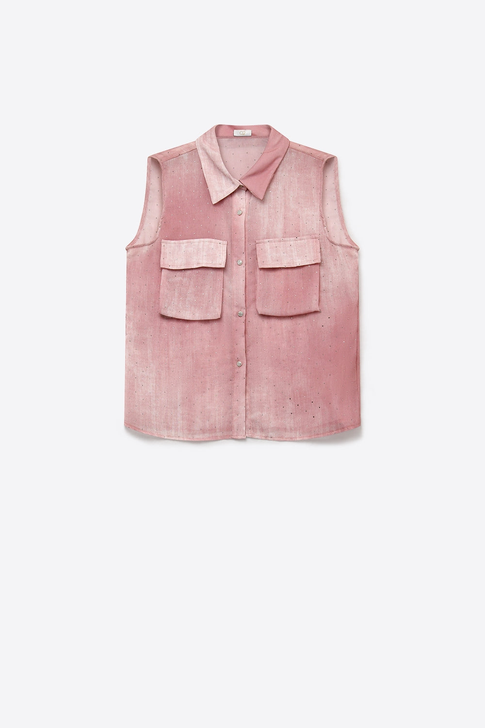 Camisola sem mangas tie-dye rosa com enfeite de strass