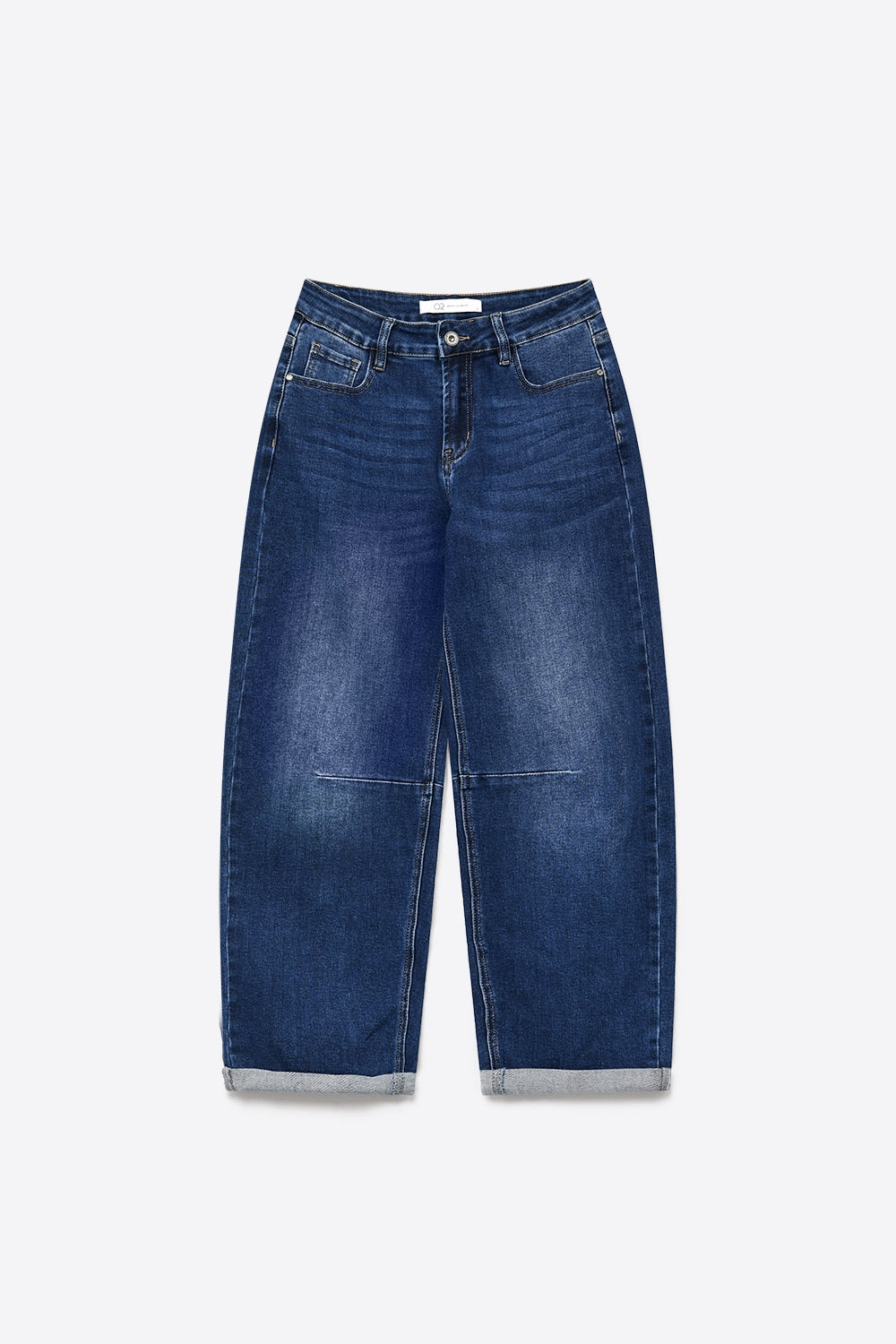 Calças de ganga Basic Barrel Style em azul médio