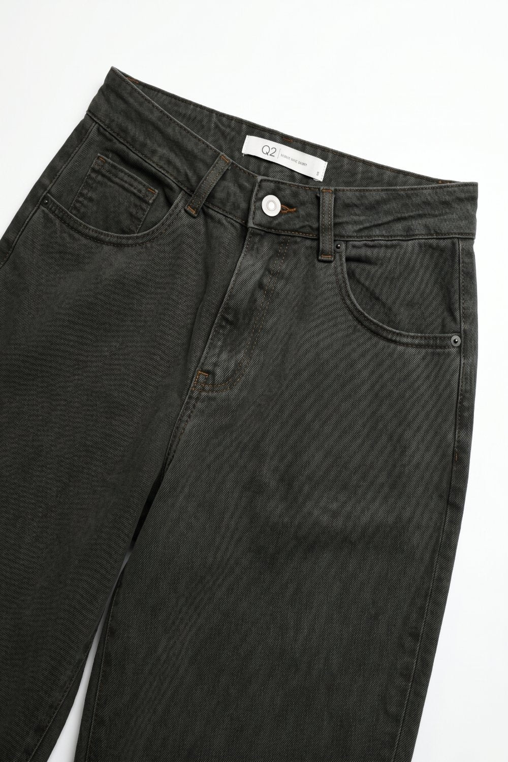 Calça Jeans Kaki Vintage Lavada com Costura no Joelho