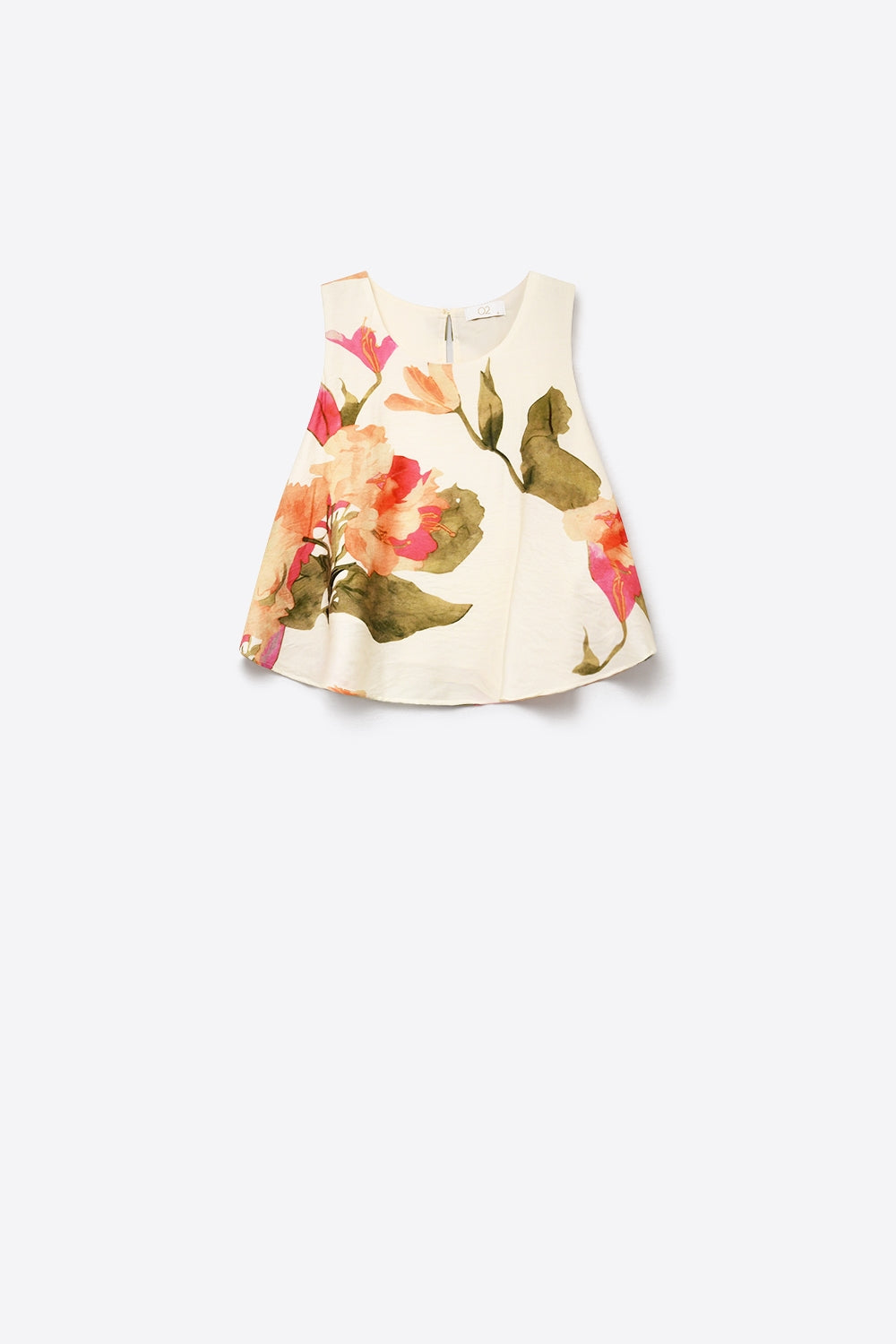 Top Sem Mangas com Estampa Floral Creme
