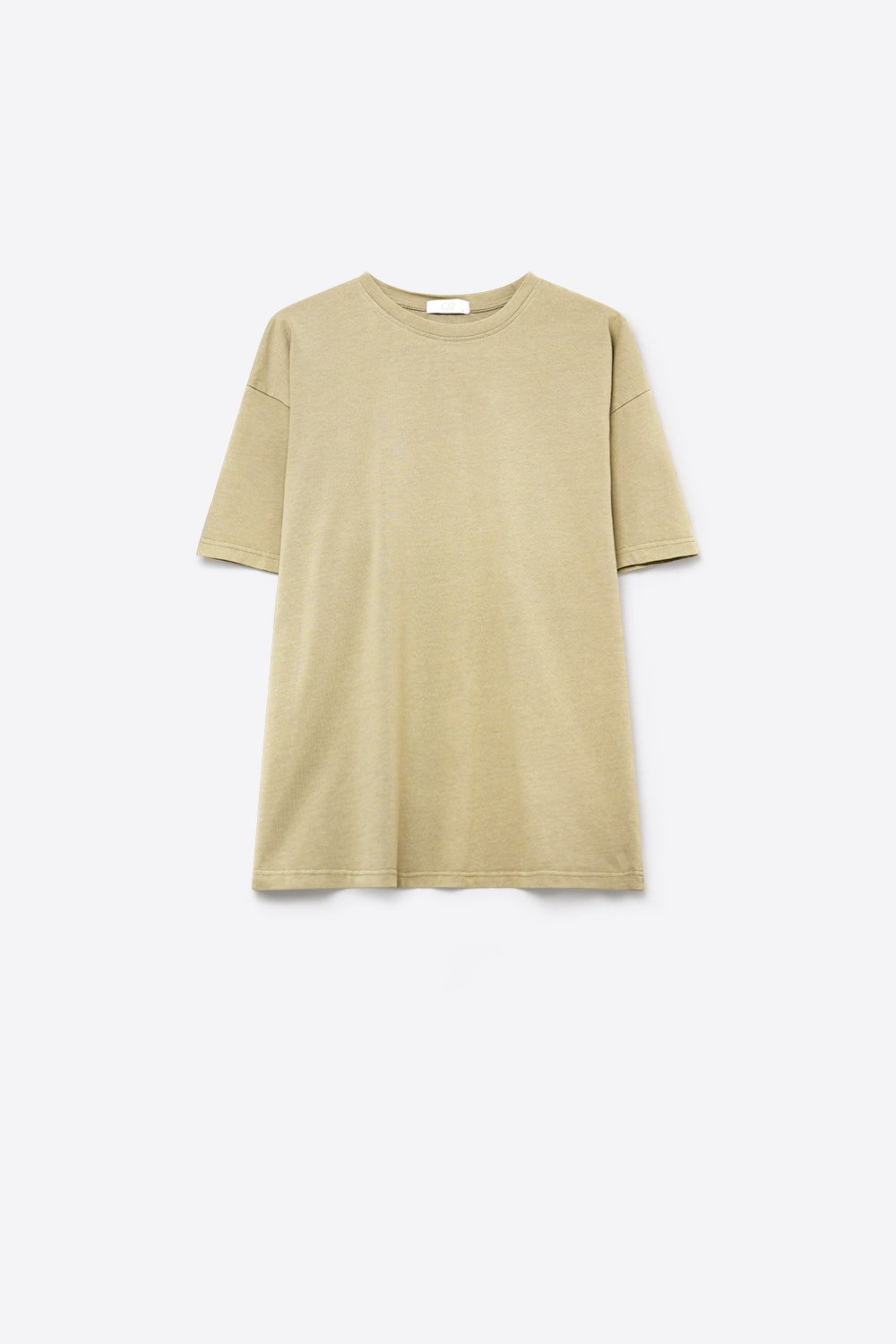 Camiseta de Manga Curta Regular Fit com Gola Redonda de Algodão Cáqui