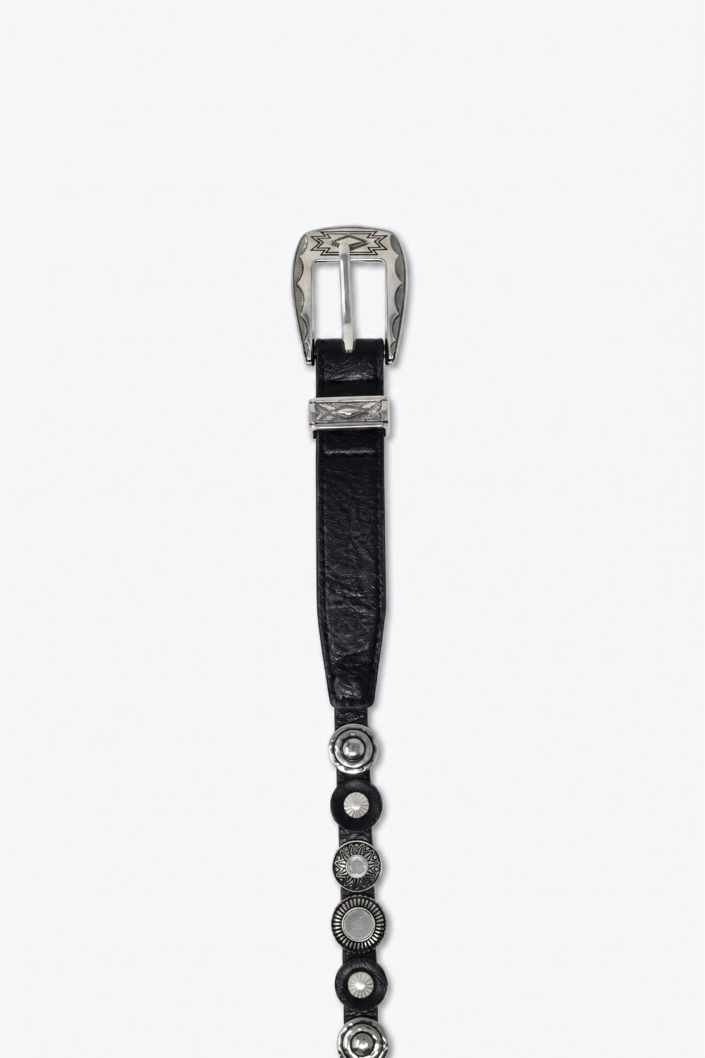 Cinto Preto de Couro Sintético com Ilhós e Fivela Slim no Estilo Western
