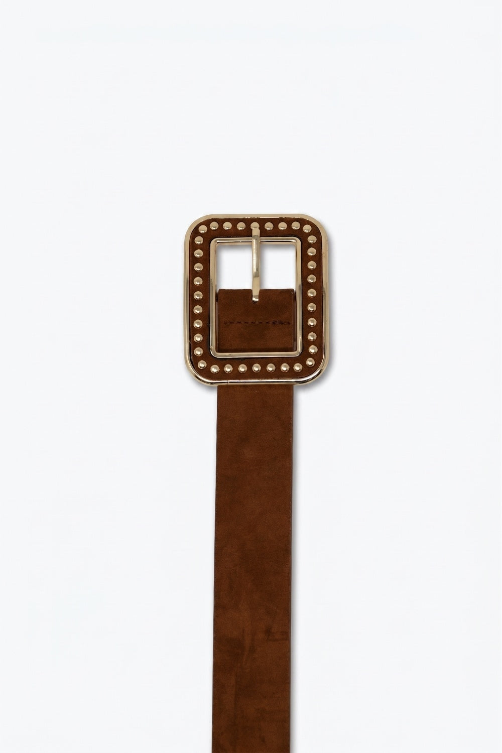 Cinto Largo com Fivela Quadrada com Tachas em Couro Sintético