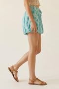 Short Bubble Tie-Dye com Cintura de Cordão Elástico na cor Aqua