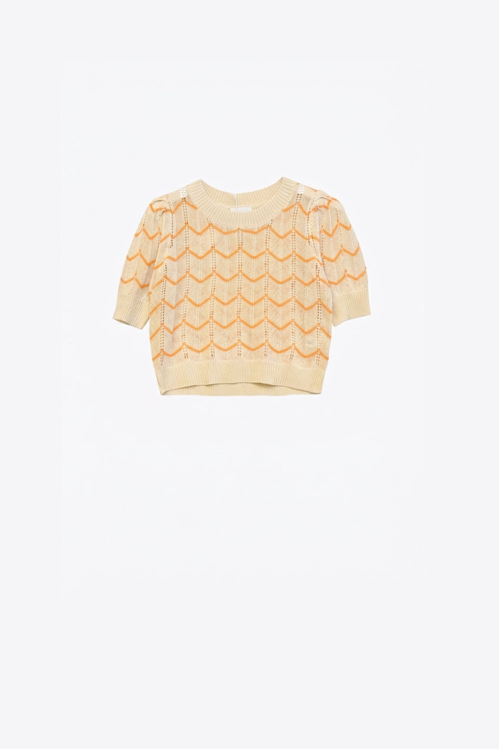 Camisola de malha fina com estampado em espinha de peixe amarelo claro