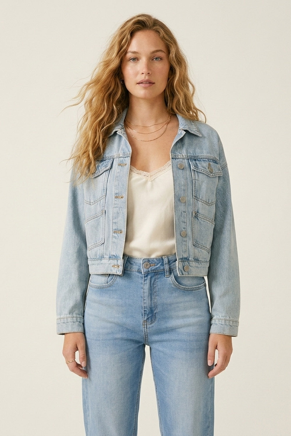 Jeans Mom Fit de Denim Azul Claro em Comprimento Tornozelo