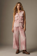 Camisola sem mangas tie-dye rosa com enfeite de strass