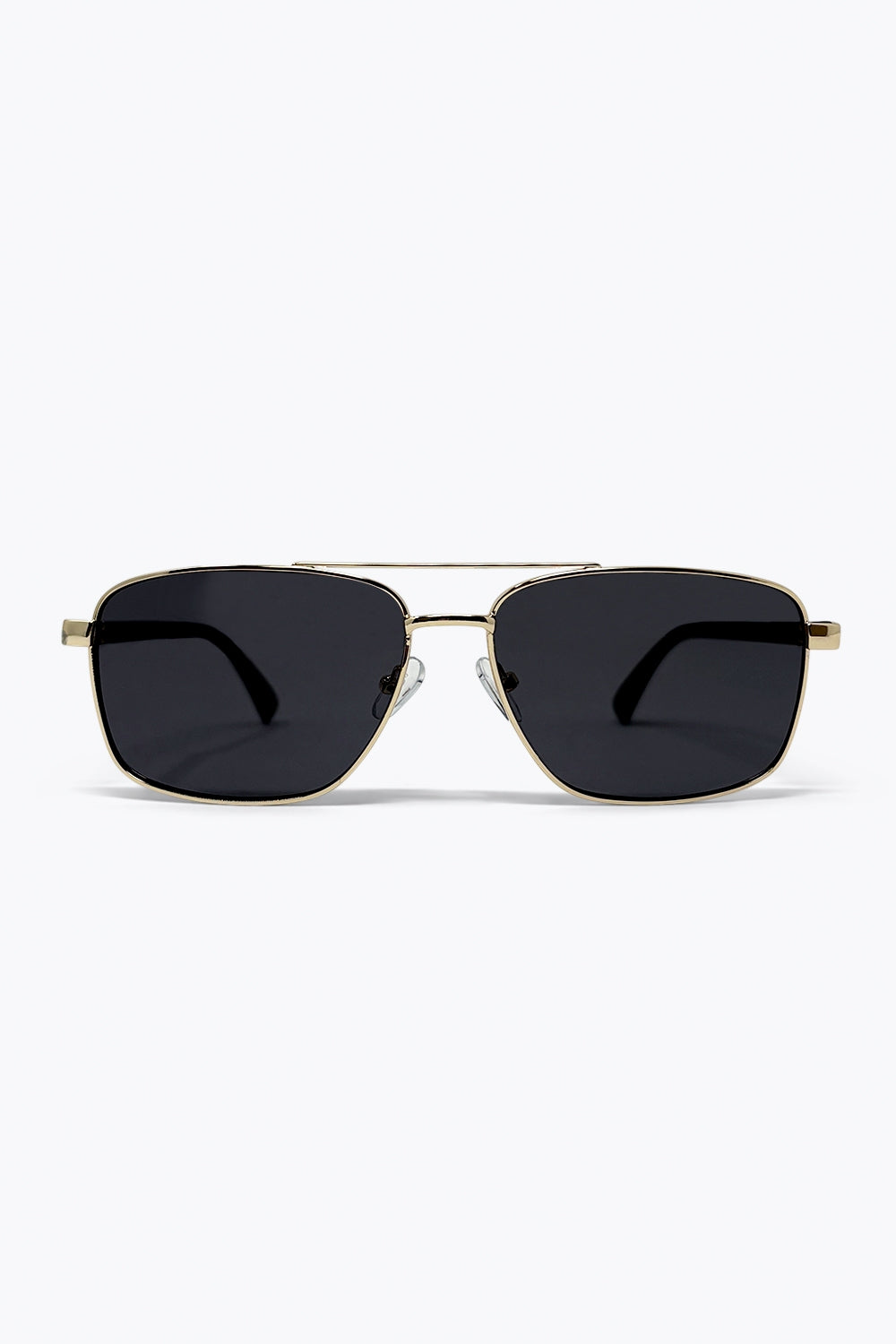 Óculos de Sol Aviador Quadrado Dourado com Armação de Metal