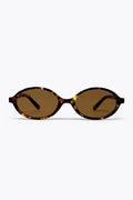 Óculos de Sol com Armação Oval em Tartaruga Multicolor e Lentes Marrons