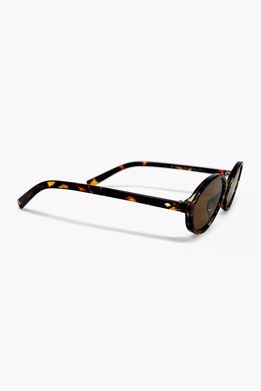 Óculos de Sol com Armação Oval em Tartaruga Multicolor e Lentes Marrons