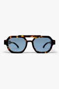 Óculos de Sol Oversized com Lentes Azuis Tartaruga Multicolorido