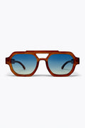 Óculos de Sol com Armação Geométrica Oversize Marrom e Lentes Ombre