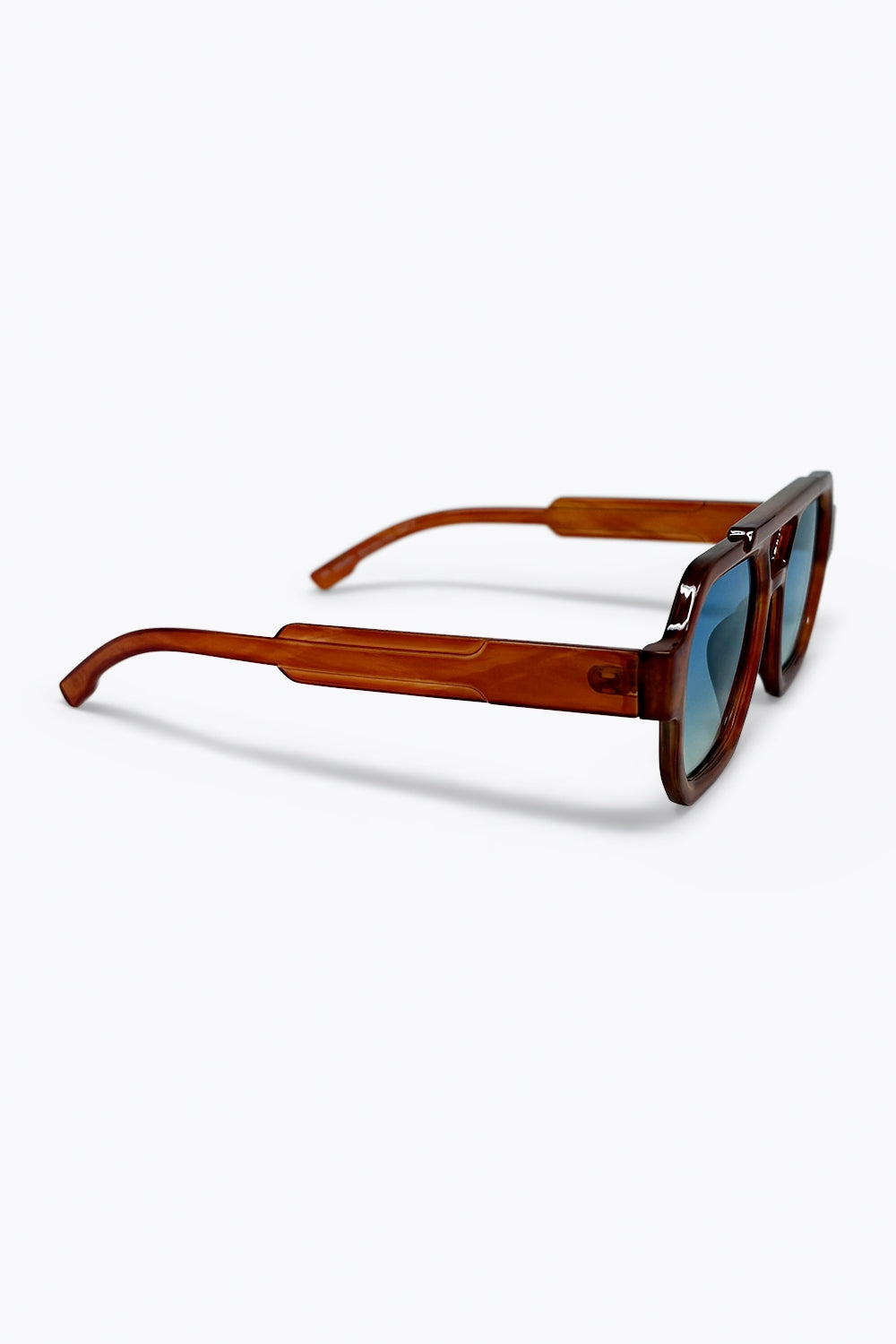Óculos de Sol com Armação Geométrica Oversize Marrom e Lentes Ombre