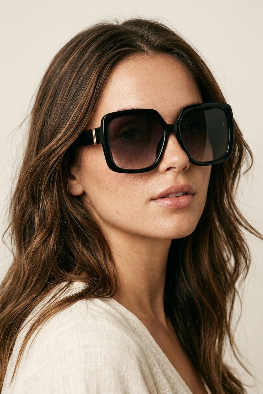 Óculos de Sol com Lentes de Gradiente e Armação Quadrada Oversized Preta