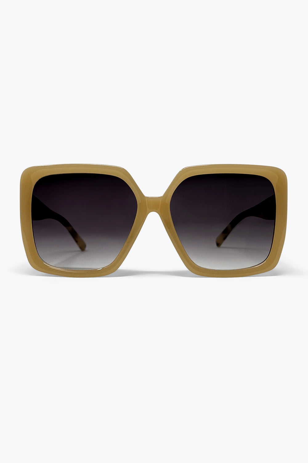 Óculos de Sol Oversized com Lente Degradê e Armação Quadrada em Tom Camelo