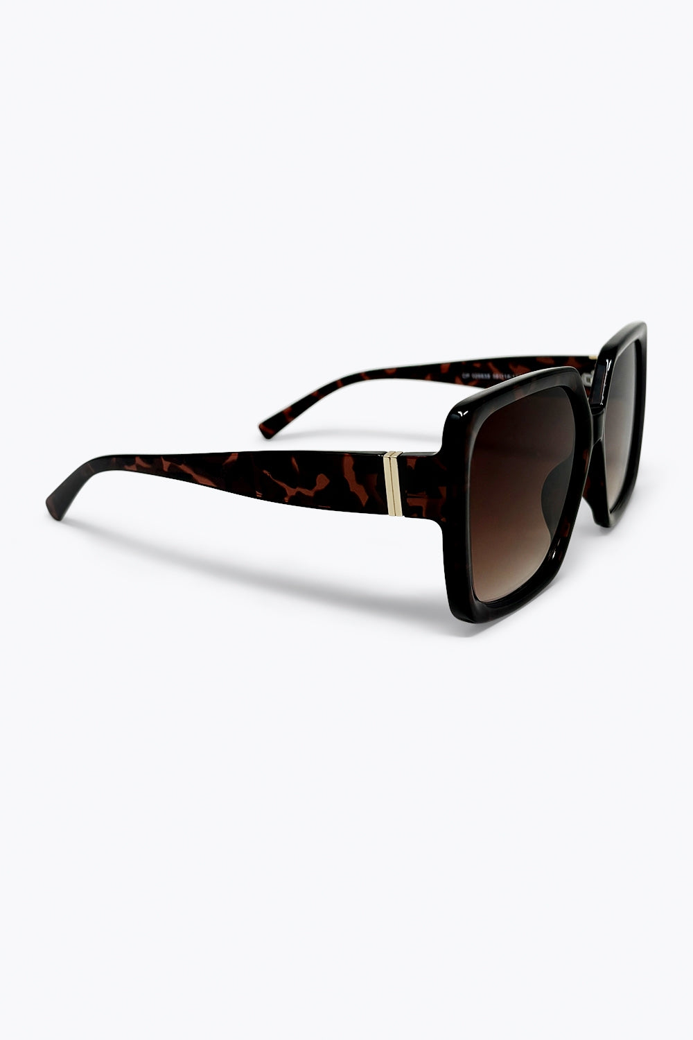 Óculos de Sol com Armação Quadrada Oversize em Padrão Tartaruga Marrom com Lentes em Degradê