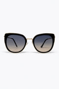 Lentes Degradê Pretas com Acabamento Dourado Óculos de Sol Oversized Olho de Gato