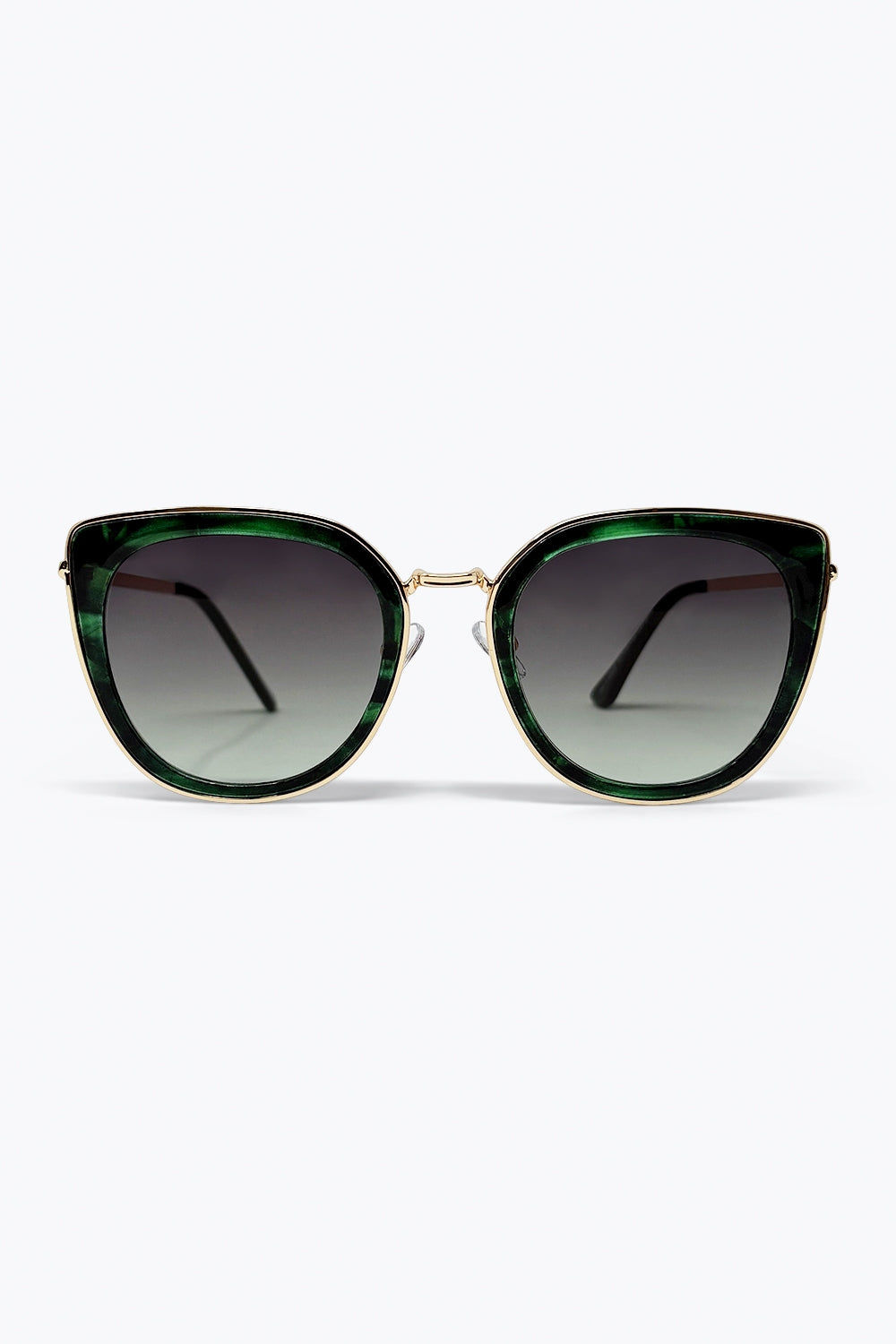 Óculos de Sol com Lentes em Degradê de Efeito Mármore Verde e Armação de Metal
