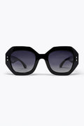 Óculos de Sol com Lentes em Degradê e Armação Geométrica Oversized Preta