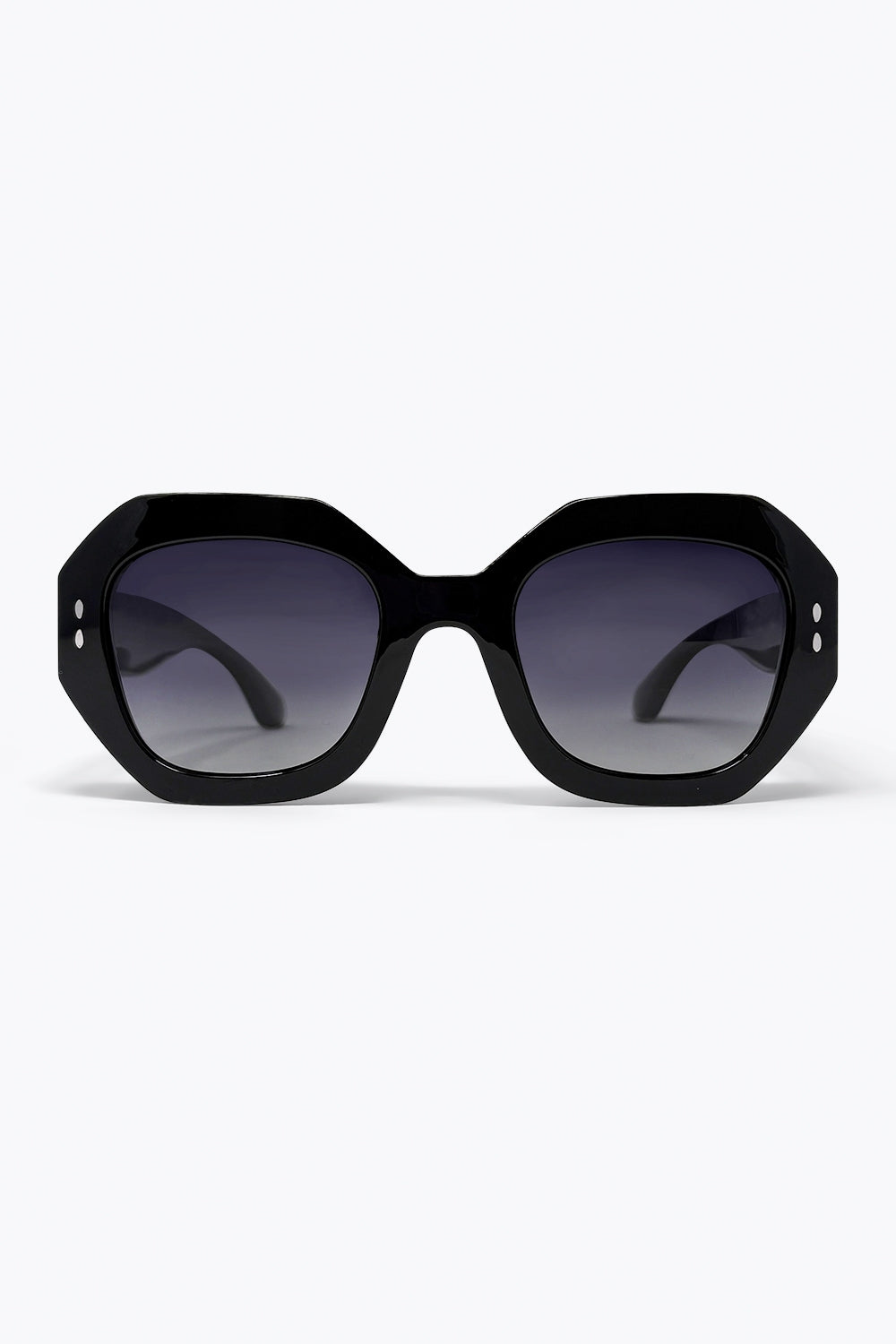 Óculos de Sol com Lentes em Degradê e Armação Geométrica Oversized Preta