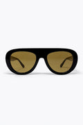 Óculos de Sol com Lentes Marrons e Armação Larga Preto Oversized