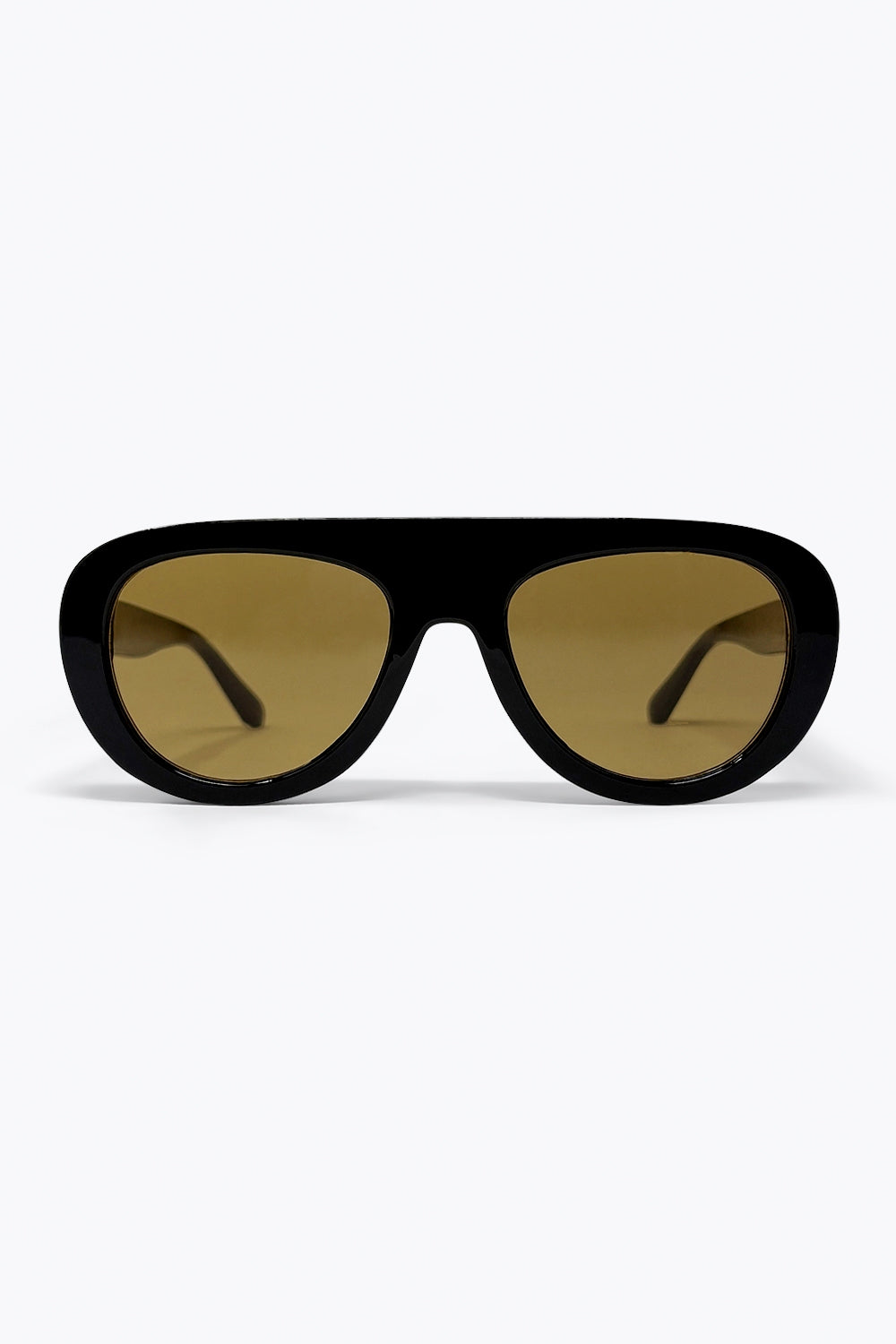 Óculos de Sol com Lentes Marrons e Armação Larga Preto Oversized