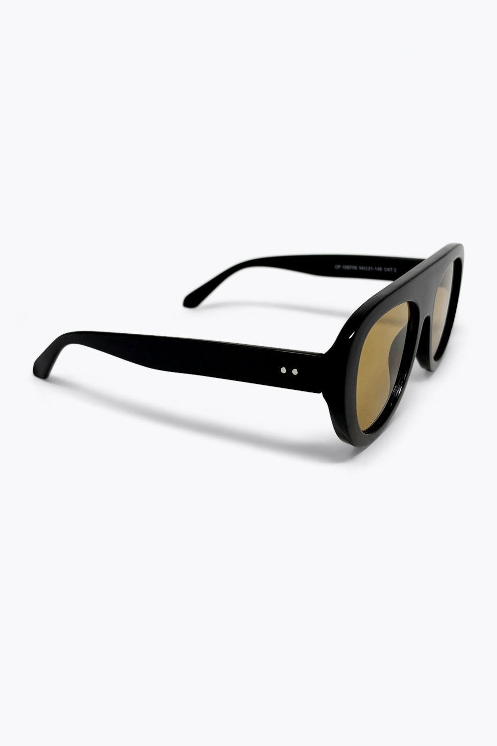 Óculos de Sol com Lentes Marrons e Armação Larga Preto Oversized