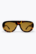 Óculos de Sol Retangulares Oversized com Armação Tartaruga Multicolorida e Lentes Âmbar
