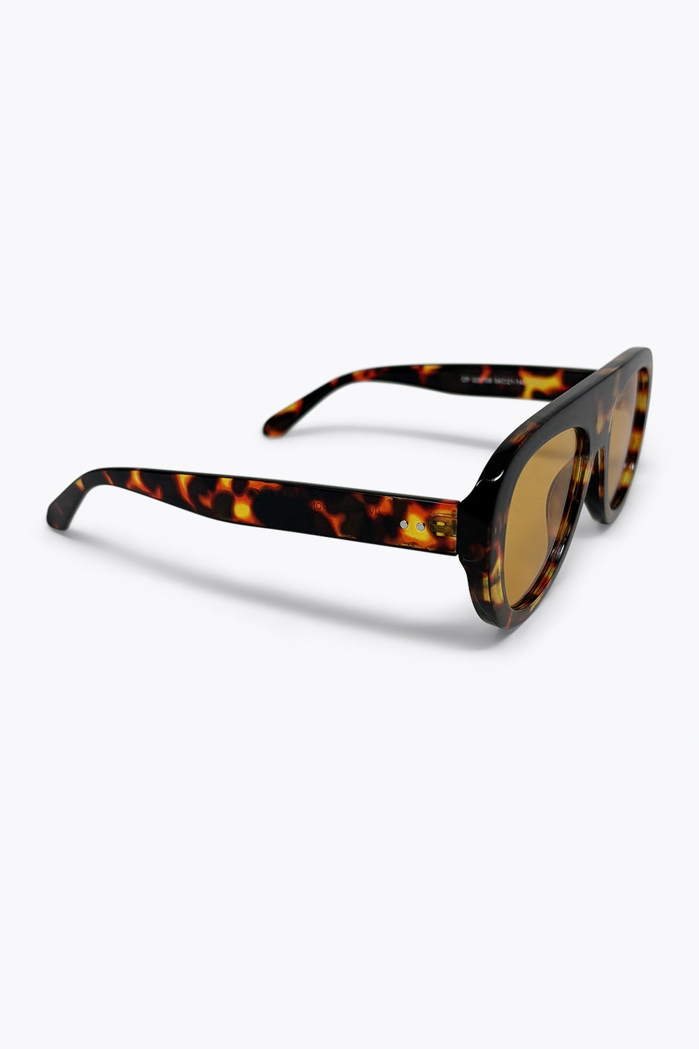 Óculos de Sol Retangulares Oversized com Armação Tartaruga Multicolorida e Lentes Âmbar