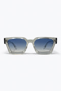 Óculos de Sol Quadrados com Armação Transparente Multicolor e Lentes em Degradê Azul