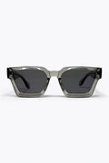 Óculos de Sol Fashion com Armação Quadrada Transparente Cinza e Lentes Escuras