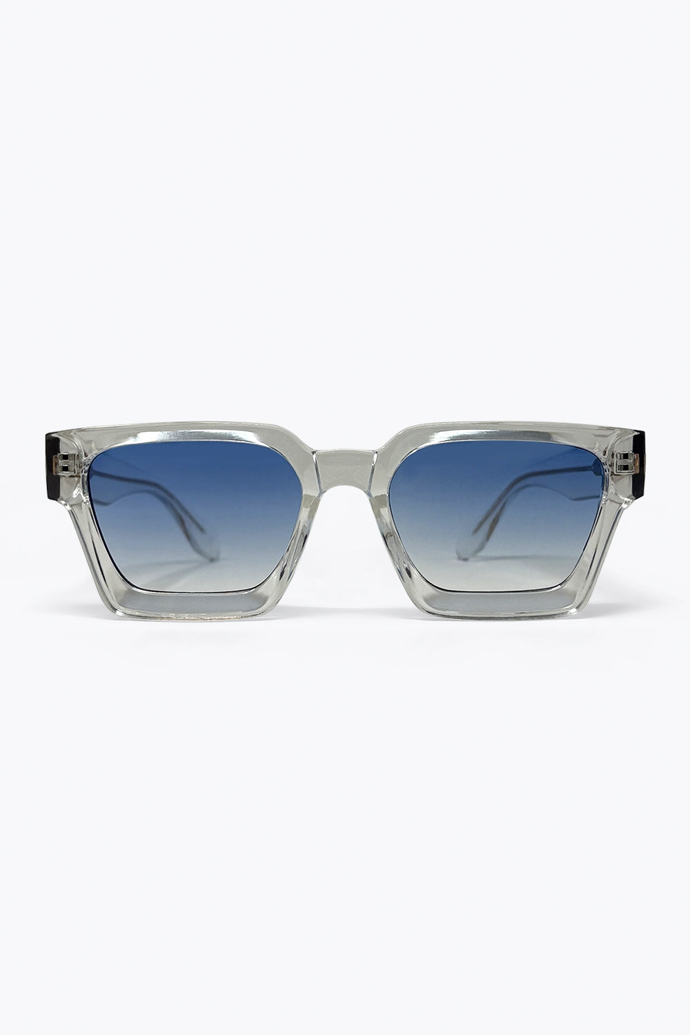 Óculos de Sol com Armação Quadrada Transparente e Lentes em Gradiente Multicolorido
