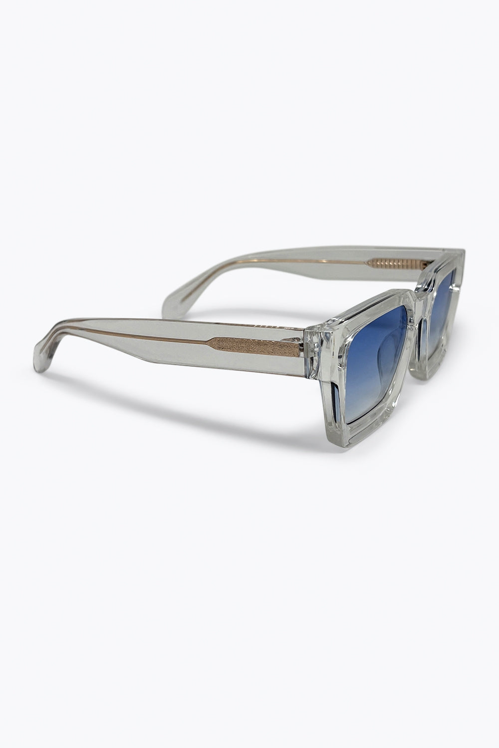 Óculos de Sol com Armação Quadrada Transparente e Lentes em Gradiente Multicolorido