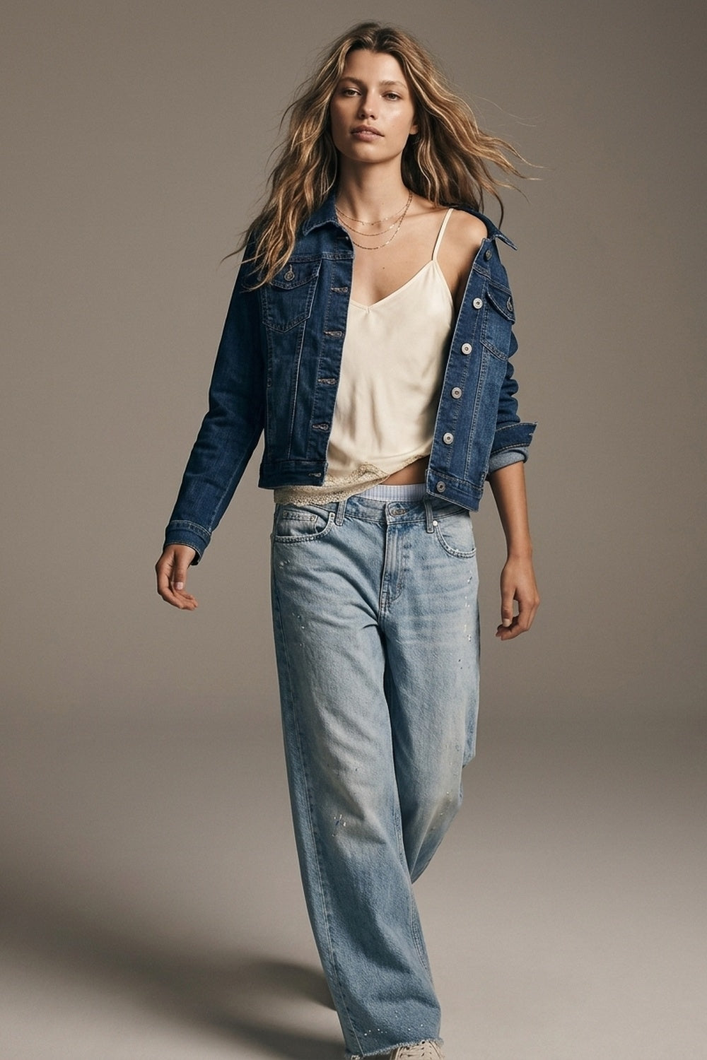 Jaqueta jeans azul escura curta
