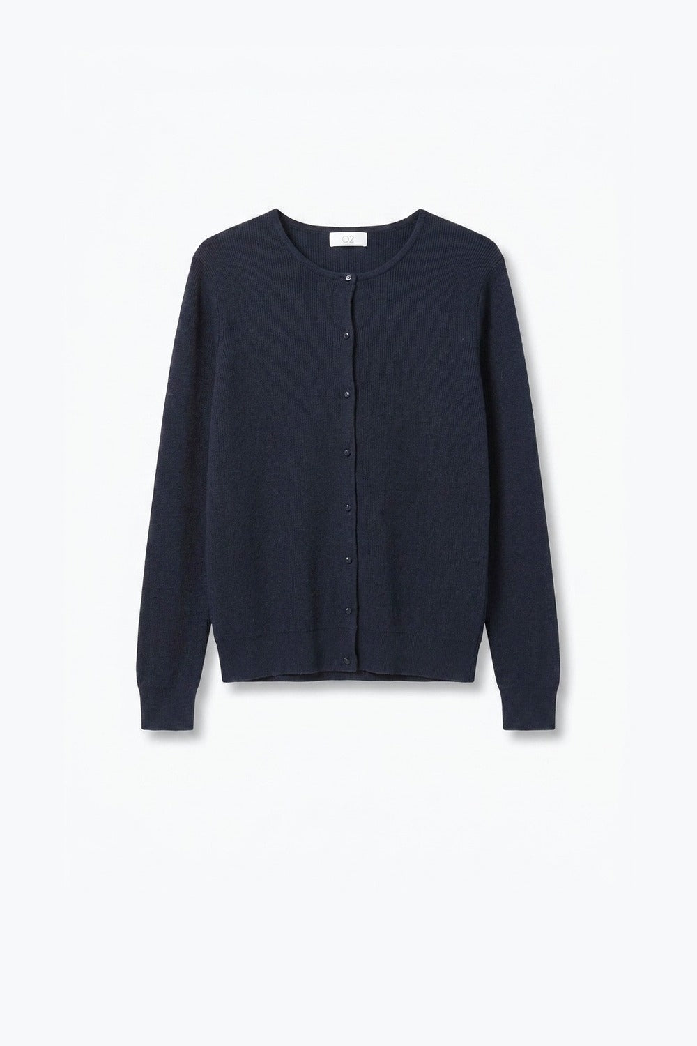 Cardigan de Botão Frontal com Gola Redonda em Malha Suave Marinha