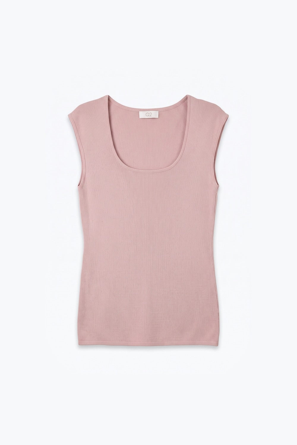 Camisola de Malha Fina com Decote Quadrado Rosa e Mangas Curtas