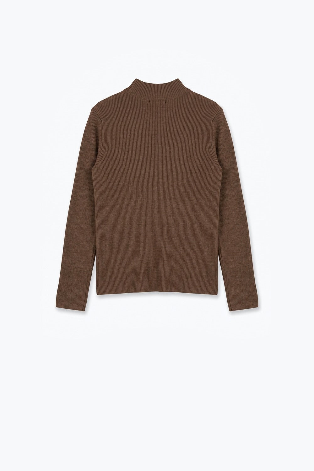 Suéter de Lã Merino com Gola Alta em camel