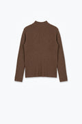 Suéter de Lã Merino com Gola Alta em camel
