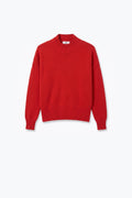Suéter Vermelho de Malha Canelada Macia com Gola Alta e Manga Longa